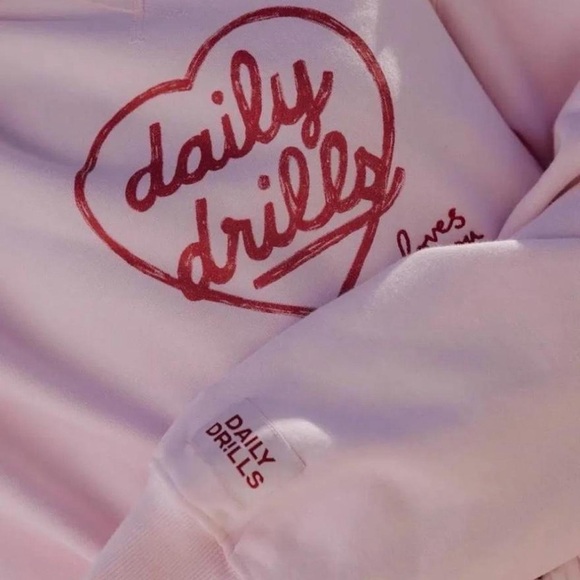 Daily Drills Pink Pullover Sweatshirt with Red Heart Logo - Picture 2 of 2